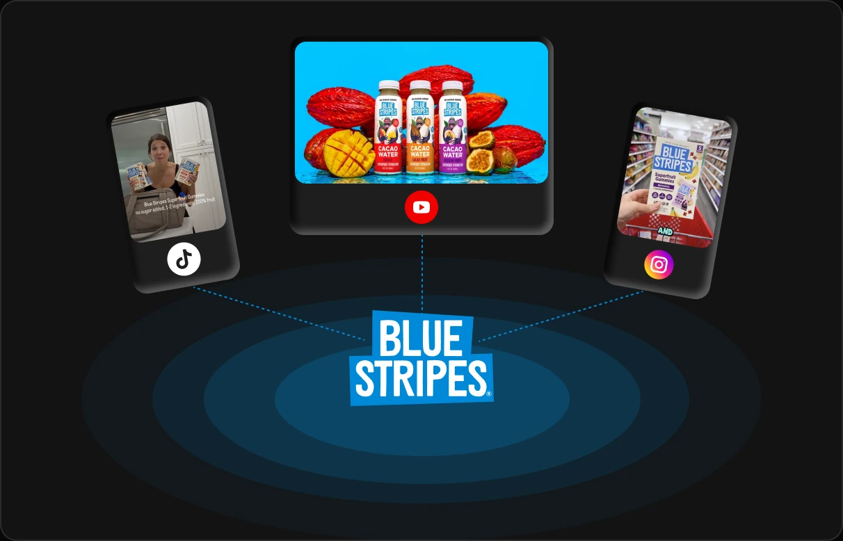 Blue Stripes UGC campaign across TikTok, YouTube and Instagram